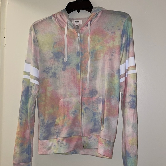 PINK lightweight cotton candy zip up hoodie - Picture 1 of 4